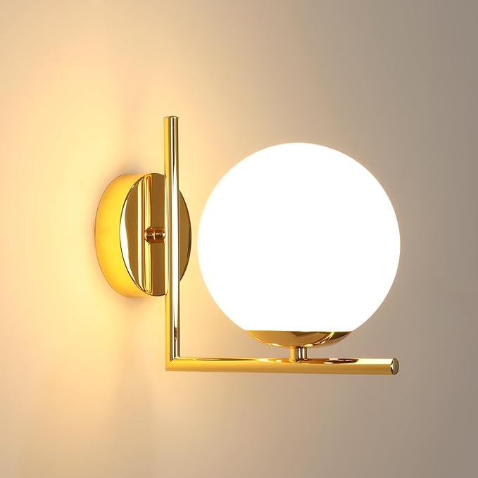 DELIPOP Vintage Vägglampa – Elegant glaskula med guldfinish