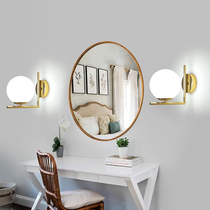 DELIPOP Vintage Vägglampa – Elegant glaskula med guldfinish