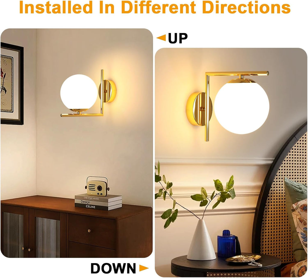 DELIPOP Vintage Vägglampa – Elegant glaskula med guldfinish