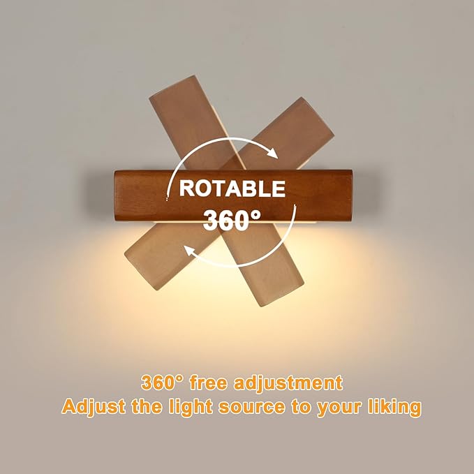 DELIPOP Vägglampa i Trä – Modern design med 360° justerbarhet