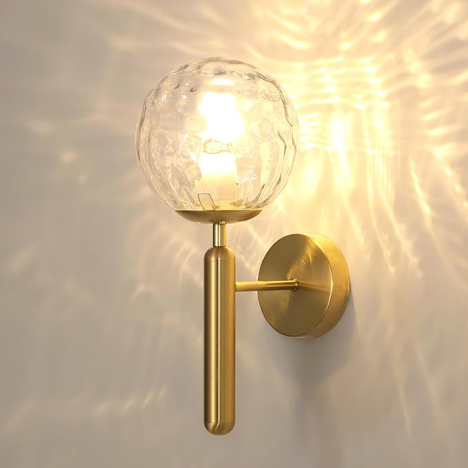 DELIPOP Modern Vägglampa – Elegant guldfinish med glaskupa