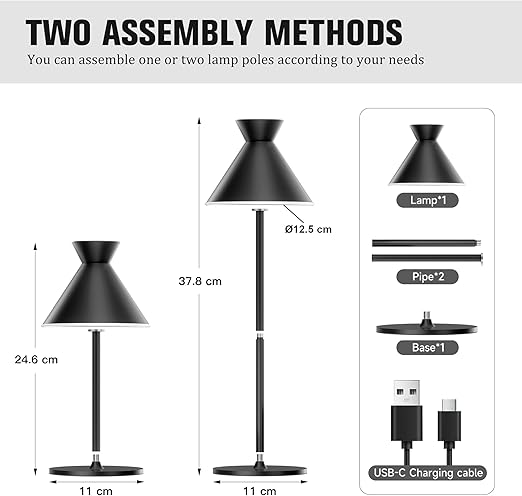 DEELUX Trådlös LED-bordslampa – Elegant design för alla tillfällen svart