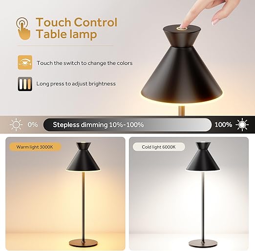 DEELUX Trådlös LED-bordslampa – Elegant design för alla tillfällen svart