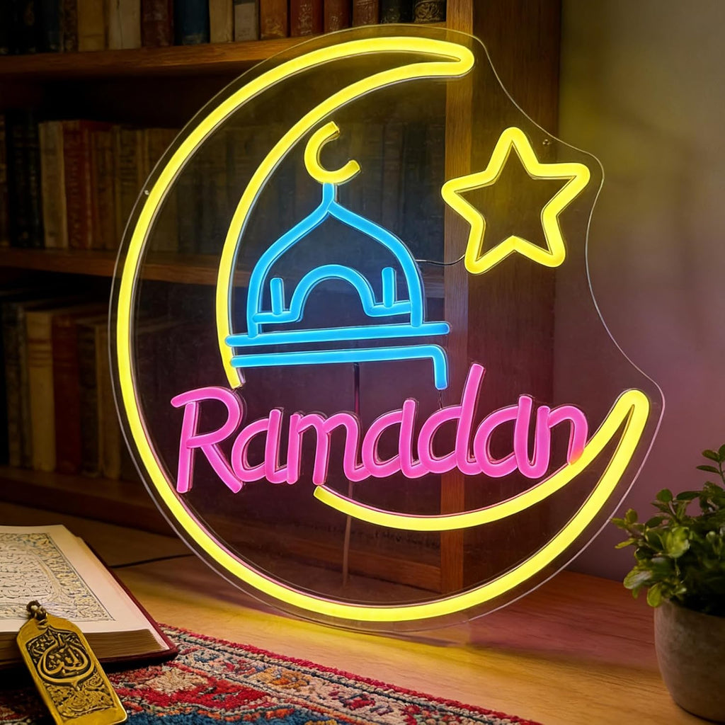 Neon-skylt "Ramadan Måne" – Dekorativ stämningsbelysning för hemmet 38cm