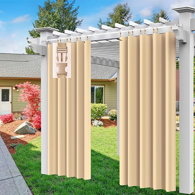 Väderbeständig Utomhusgardin – För en ombonad och privat uteplats (132x245 cm) beige