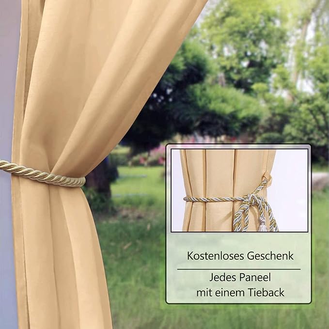Väderbeständig Utomhusgardin – För en ombonad och privat uteplats (132x245 cm) beige