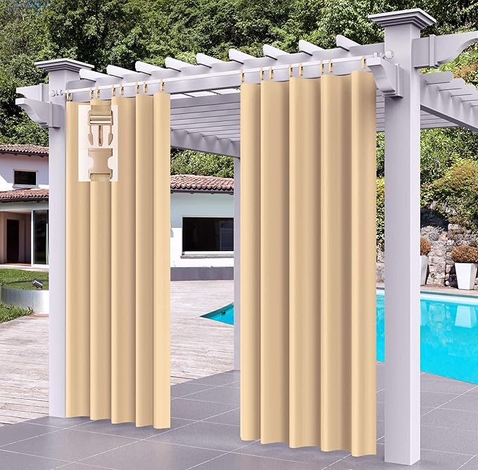 Väderbeständig Utomhusgardin – För en ombonad och privat uteplats (132x245 cm) beige