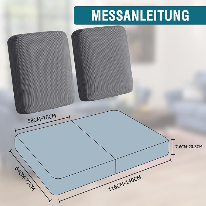 BellaHills Sittkuddfodral – Ge din soffa ett nytt liv (2-pack, Grå)