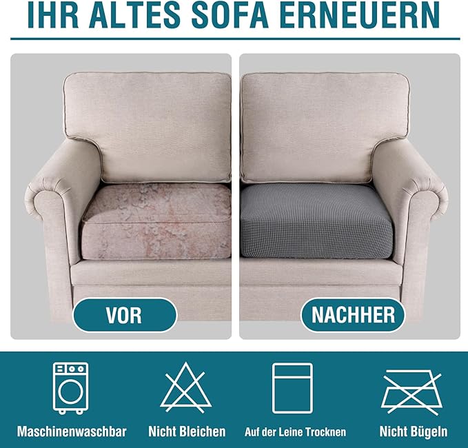 BellaHills Sittkuddfodral – Ge din soffa ett nytt liv (2-pack, Grå)