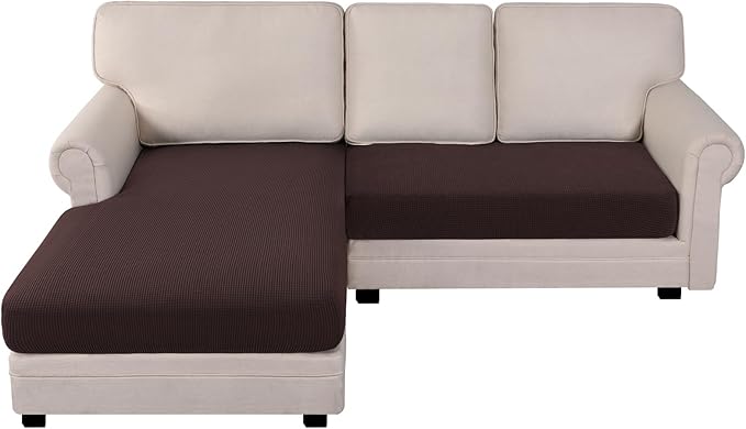 BellaHills Sofföverdrag – Komplett set för hörnsoffa (Chaise Longue + 2-sits) i brunt
