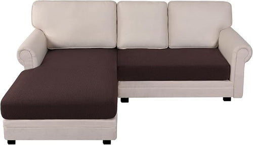 BellaHills Sofföverdrag – Komplett set för hörnsoffa (Chaise Longue + 2-sits) i brunt