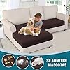 BellaHills Sofföverdrag – Komplett set för hörnsoffa (Chaise Longue + 2-sits) i brunt