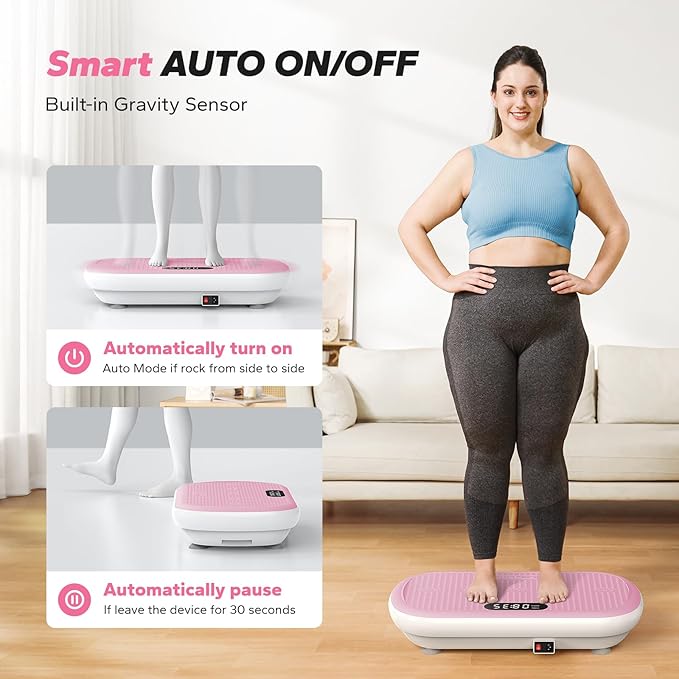 MERACH Kraftfull Vibrationsplatta – För effektiv träning och kroppsformning rosa
