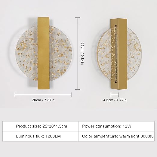 DELIPOP Modern Vägglampa – Cirkulär design i elegant guldfinish (12W)