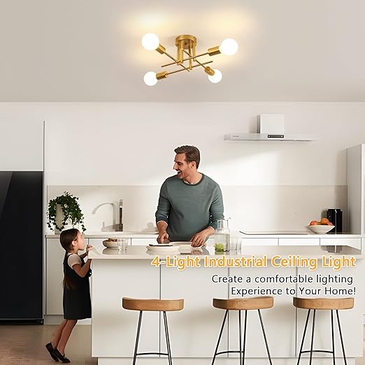 DELIPOP Sputnik Taklampa – Modern elegans med 5 ljuskällor (Guld)