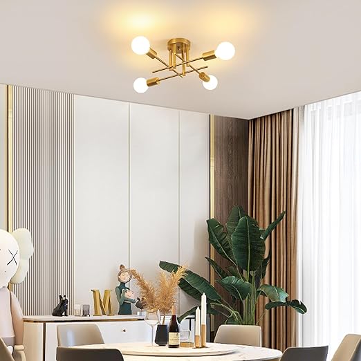 DELIPOP Sputnik Taklampa – Modern elegans med 5 ljuskällor (Guld)