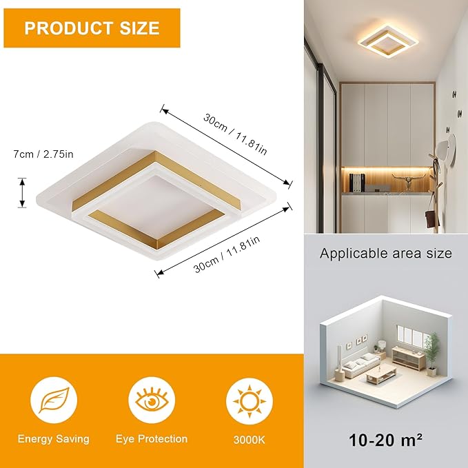 DELIPOP Modern Taklampa – Elegant geometrisk design i guld (30W)