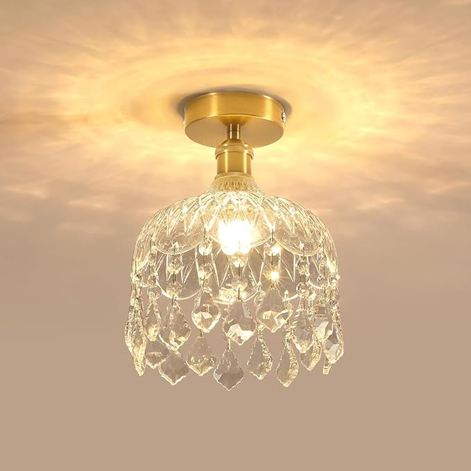 DELIPOP Kristallkrona – Lyxig taklampa med glasdetaljer (Guld/E14)