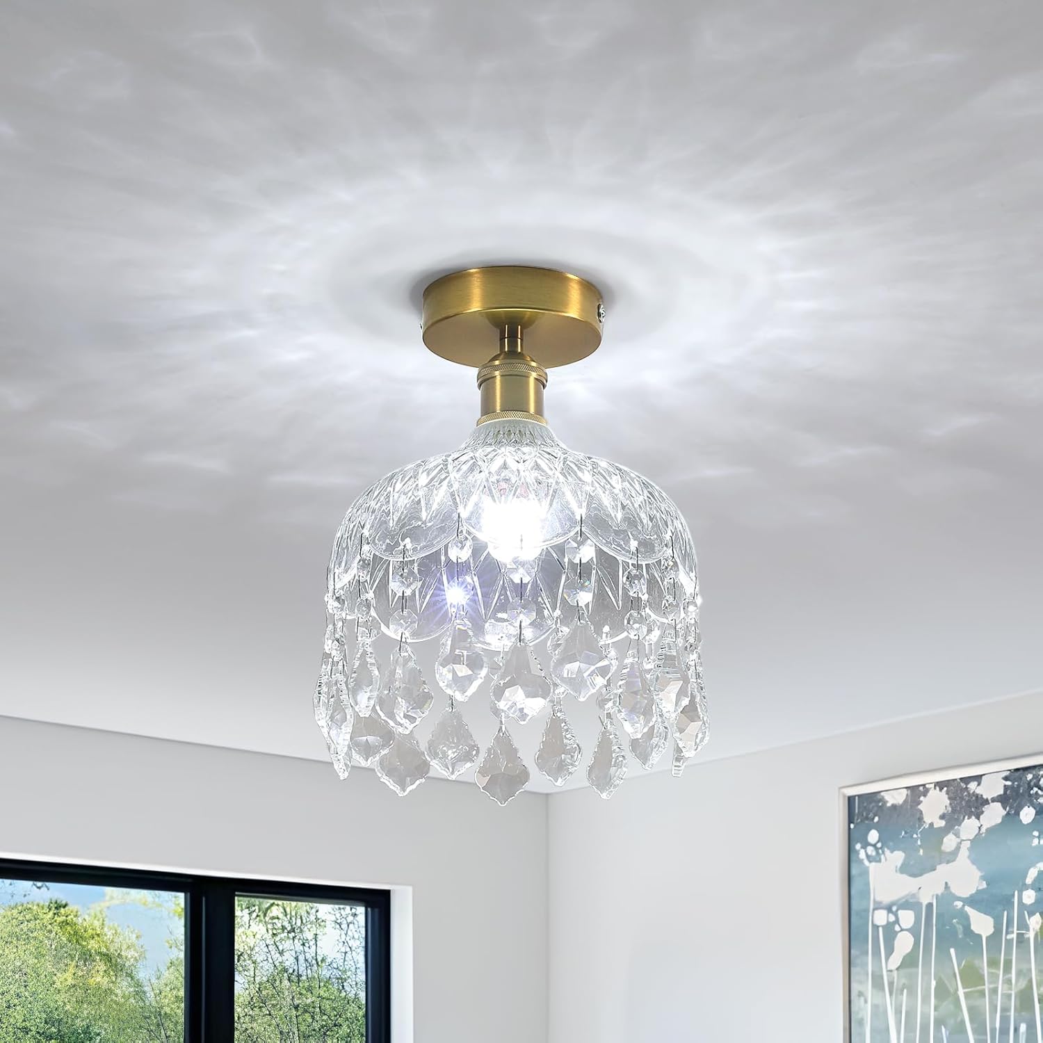 DELIPOP Kristallkrona – Lyxig taklampa med glasdetaljer (Guld/E14)