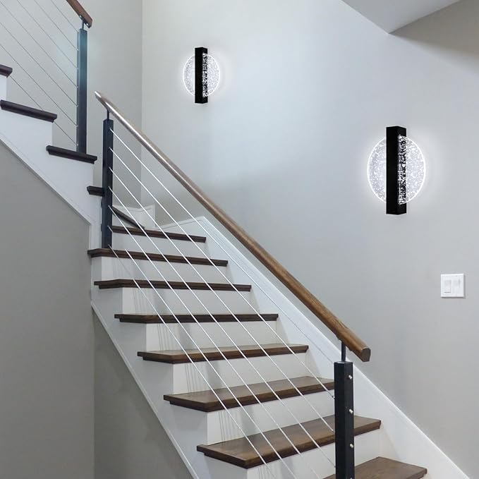 DELIPOP Modern Vägglampa – Cirkulär design i mattsvart (12W, Kallvitt ljus)