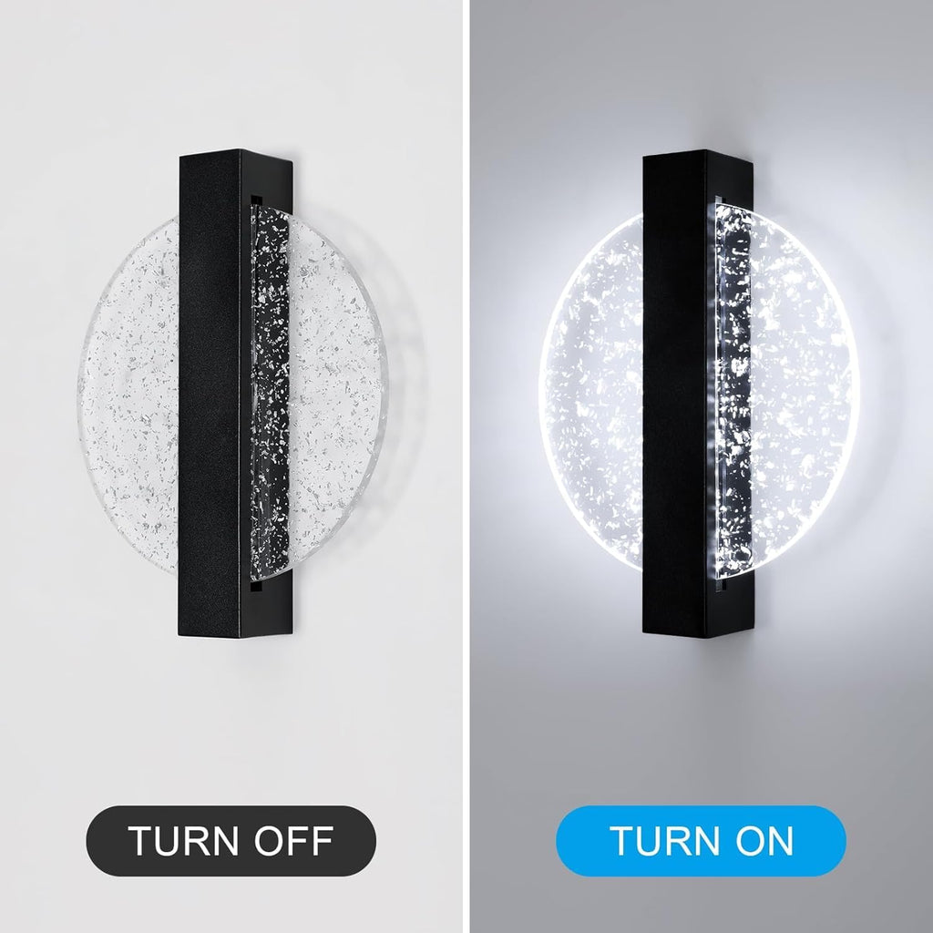 DELIPOP Modern Vägglampa – Cirkulär design i mattsvart (12W, Kallvitt ljus)