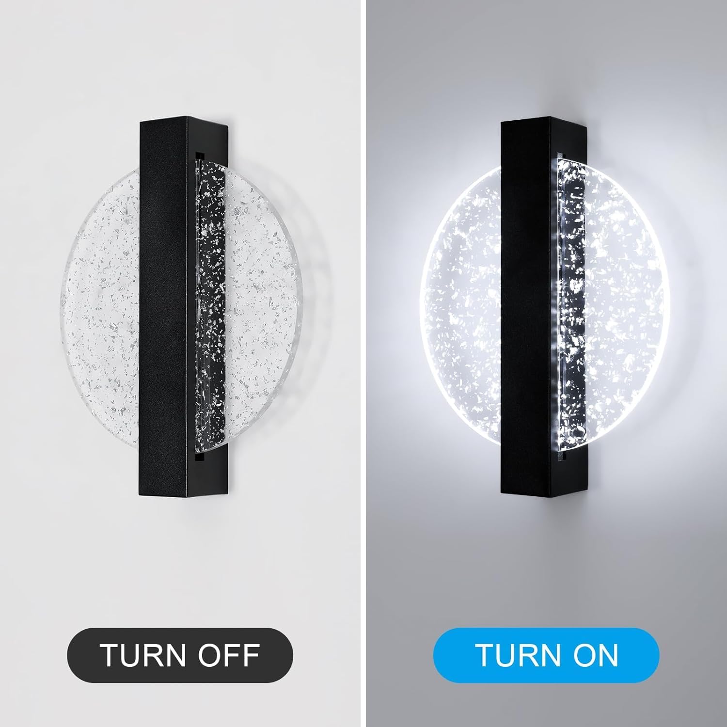 DELIPOP Modern Vägglampa – Cirkulär design i mattsvart (12W, Kallvitt ljus)