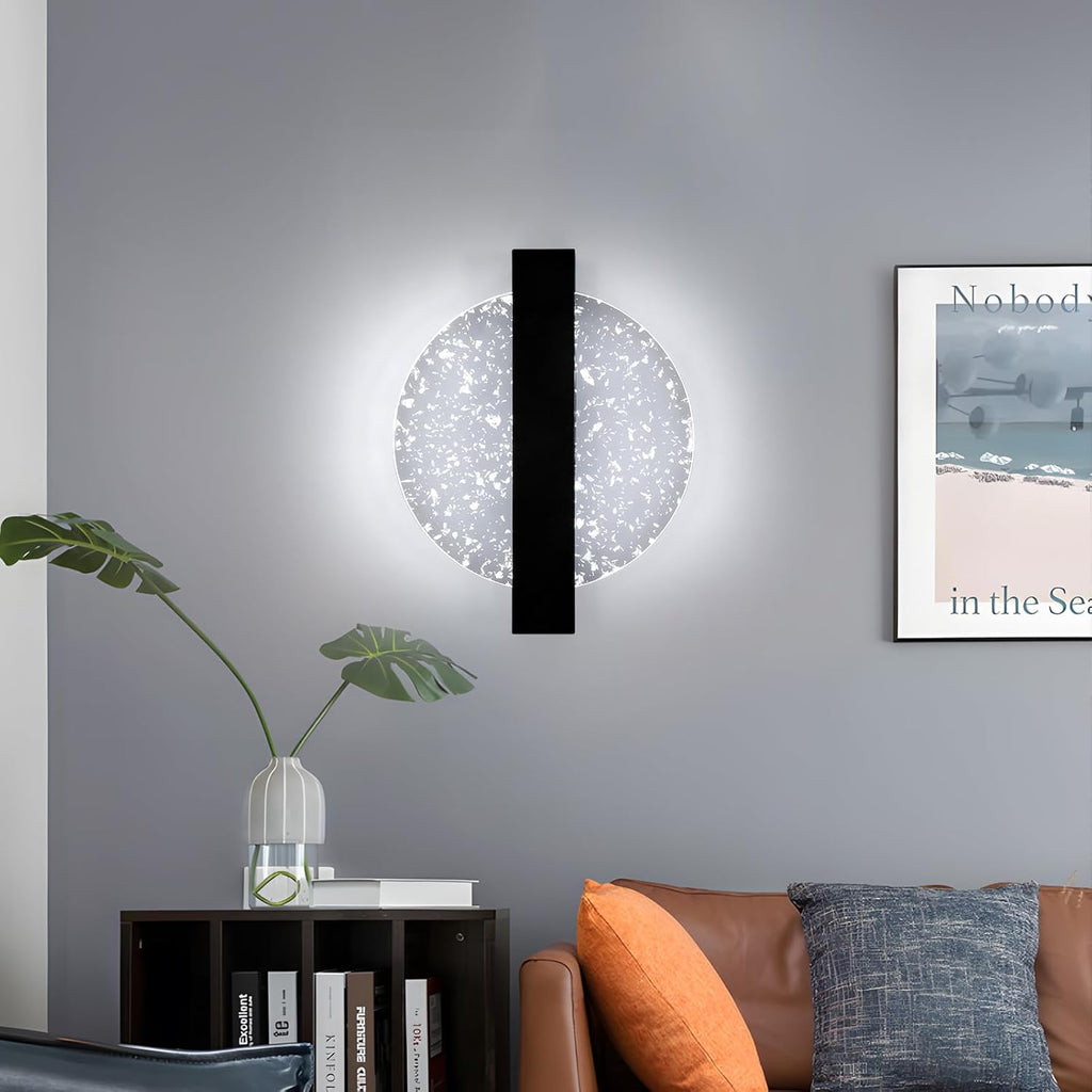 DELIPOP Modern Vägglampa – Cirkulär design i mattsvart (12W, Kallvitt ljus)