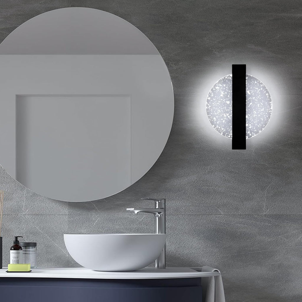DELIPOP Modern Vägglampa – Cirkulär design i mattsvart (12W, Kallvitt ljus)