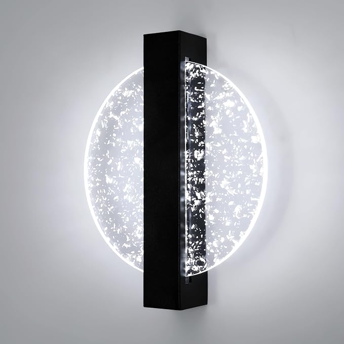 DELIPOP Modern Vägglampa – Cirkulär design i mattsvart (12W, Kallvitt ljus)