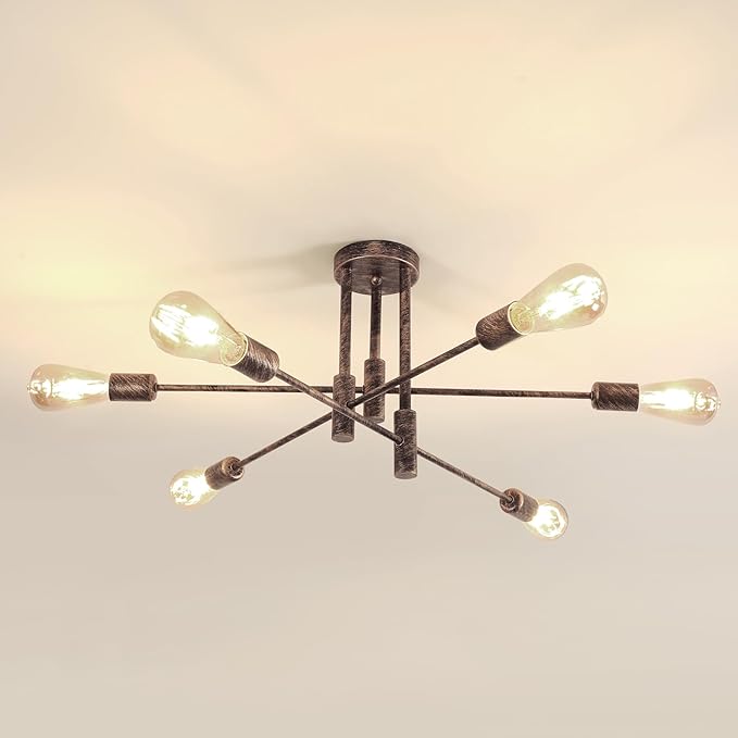 DELIPOP Sputnik Taklampa – Industriell vintage-design med 6 armar