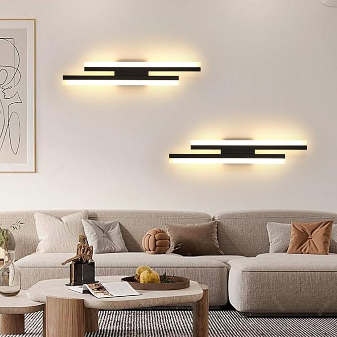 DELIPOP Modern Vägglampa – Elegant, långsträckt design i mattsvart (18W)