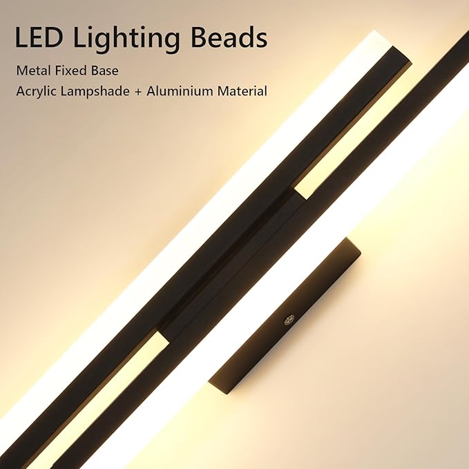 DELIPOP Modern Vägglampa – Elegant, långsträckt design i mattsvart (18W)