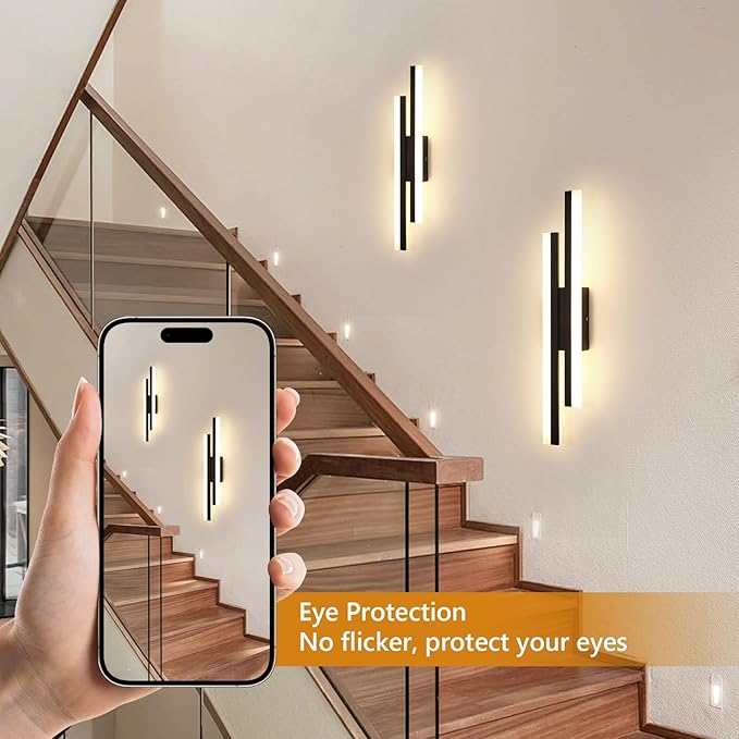 DELIPOP Modern Vägglampa – Elegant, långsträckt design i mattsvart (18W)