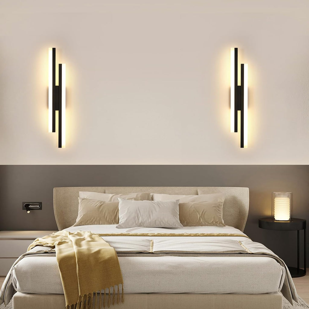 DELIPOP Modern Vägglampa – Elegant, långsträckt design i mattsvart (18W)