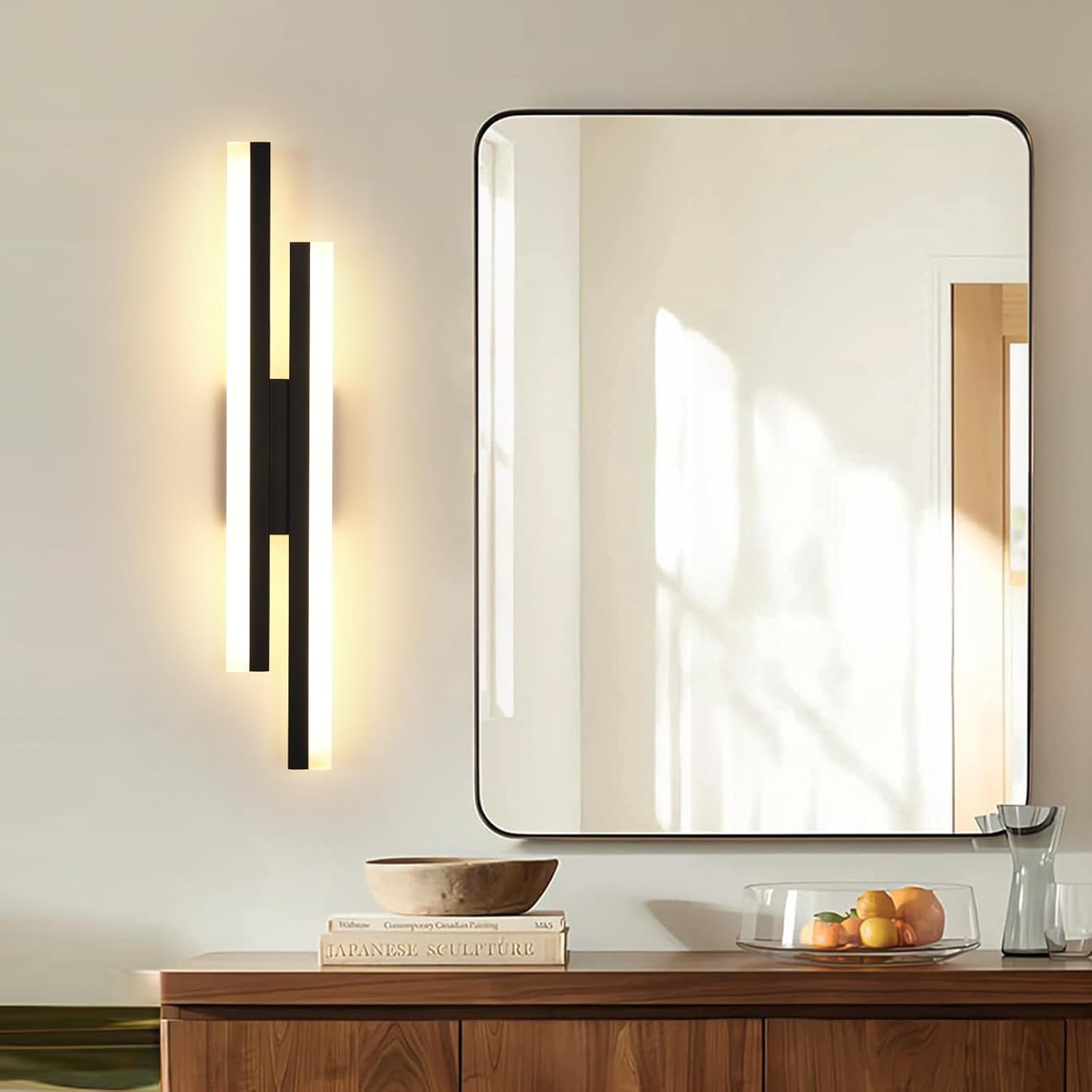 DELIPOP Modern Vägglampa – Elegant, långsträckt design i mattsvart (18W)