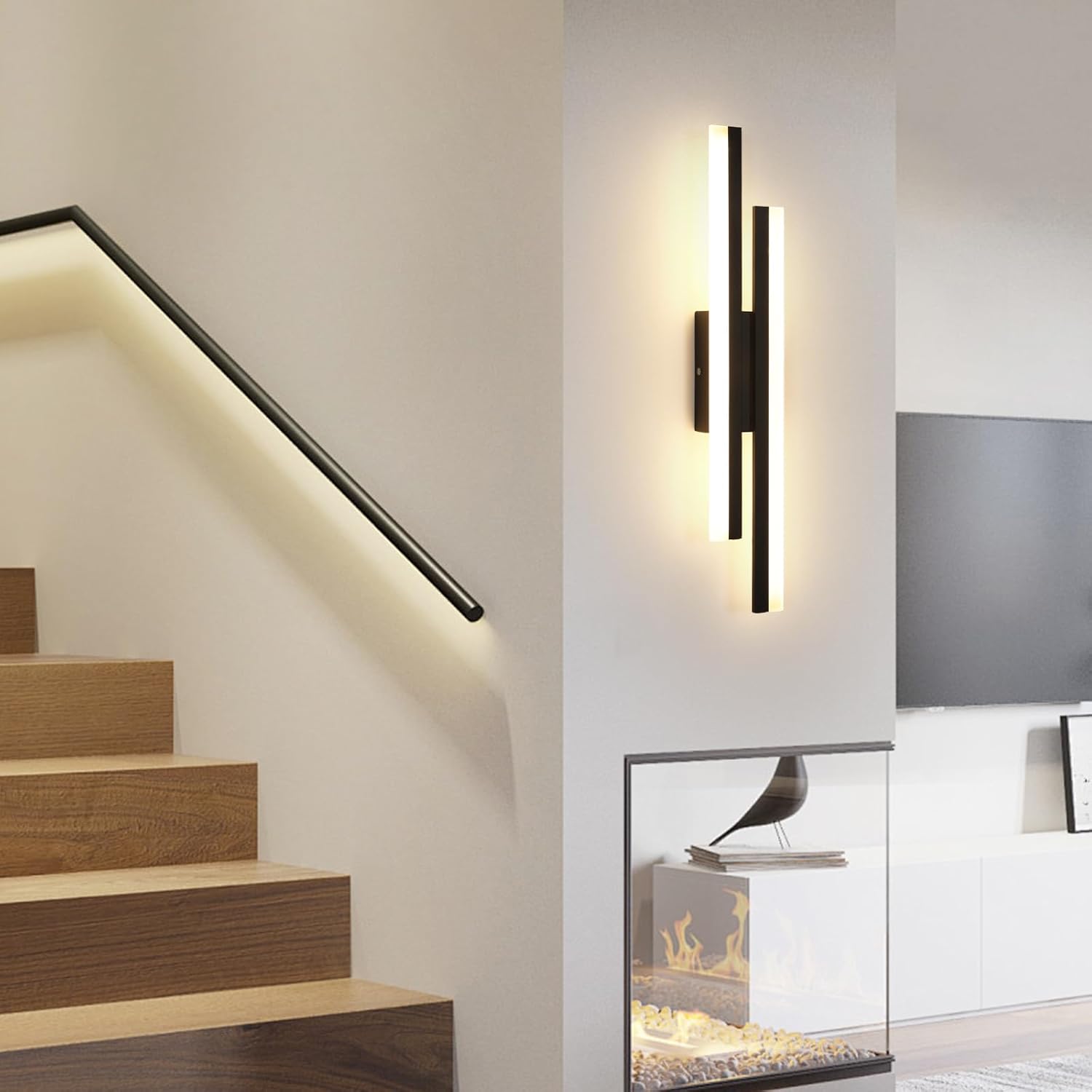 DELIPOP Modern Vägglampa – Elegant, långsträckt design i mattsvart (18W)