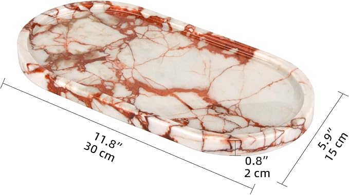 Elegant Oval Bricka i Marmor – Stilren förvaring för ditt sminkbord