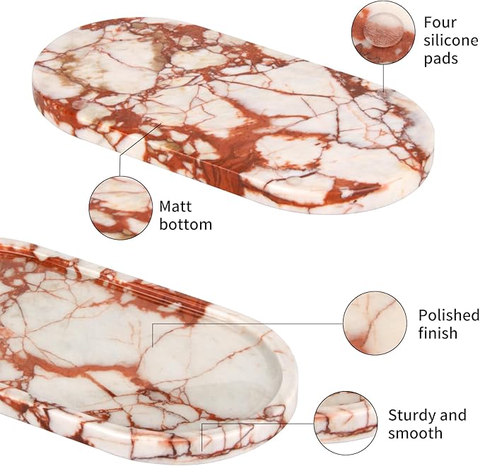 Elegant Oval Bricka i Marmor – Stilren förvaring för ditt sminkbord