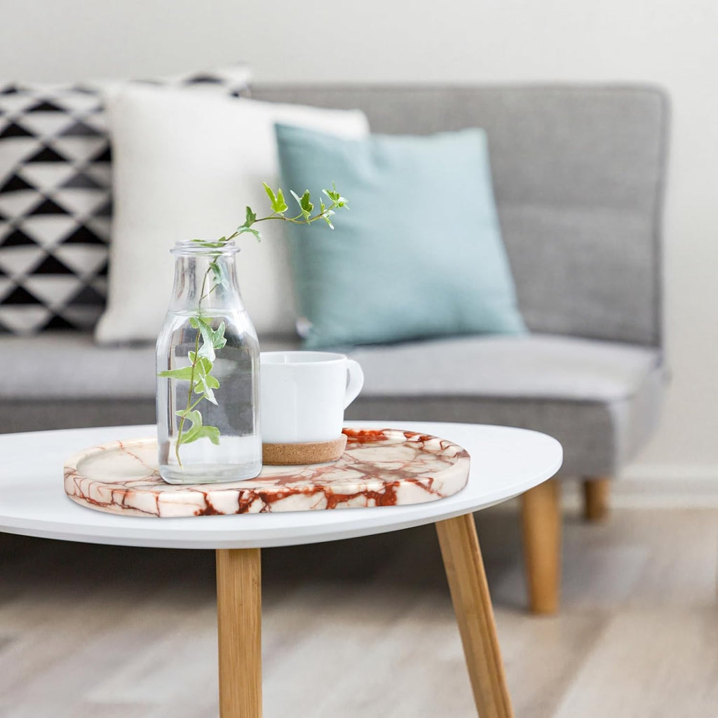 Elegant Oval Bricka i Marmor – Stilren förvaring för ditt sminkbord