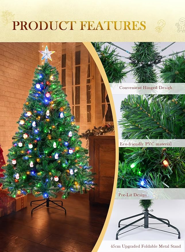 SINCHEREU Konstgjord Julgran 180 cm – Med integrerad LED-belysning