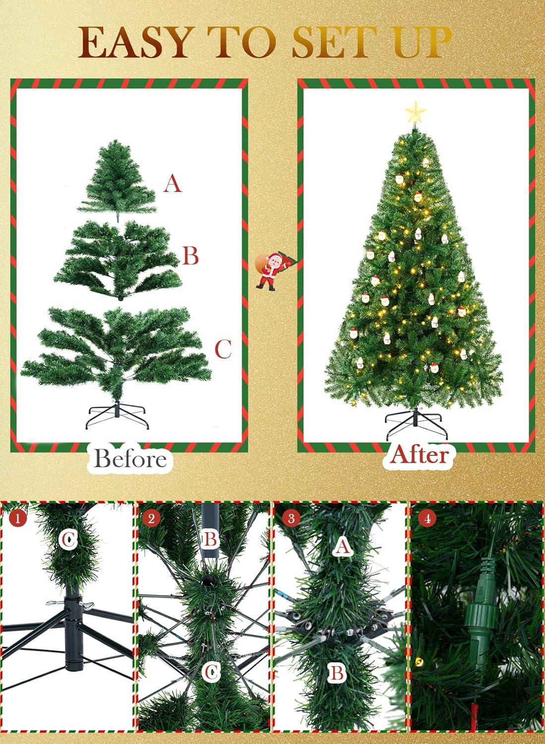 SINCHEREU Konstgjord Julgran 180 cm – Med integrerad LED-belysning