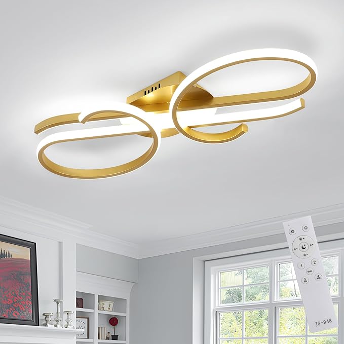 Elegant DELIPOP LED-taklampa i Guld – Dimbar med Fjärrkontroll