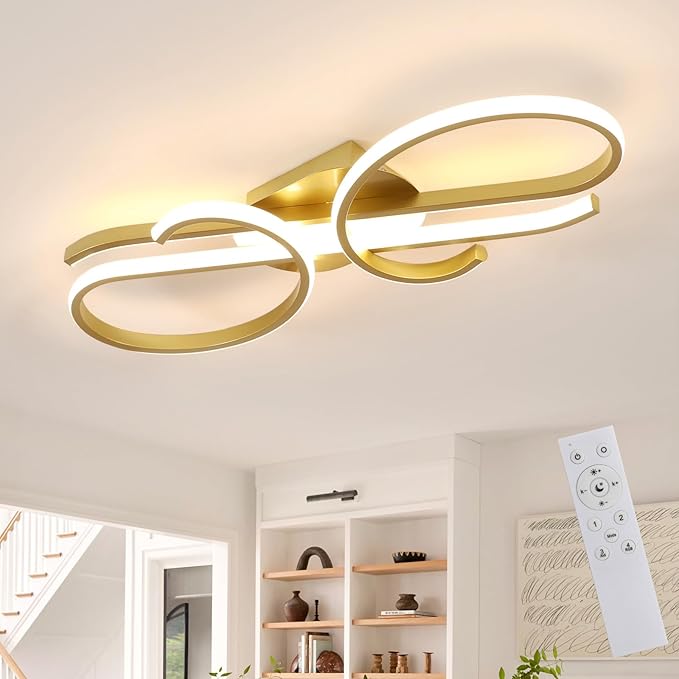 Elegant DELIPOP LED-taklampa i Guld – Dimbar med Fjärrkontroll