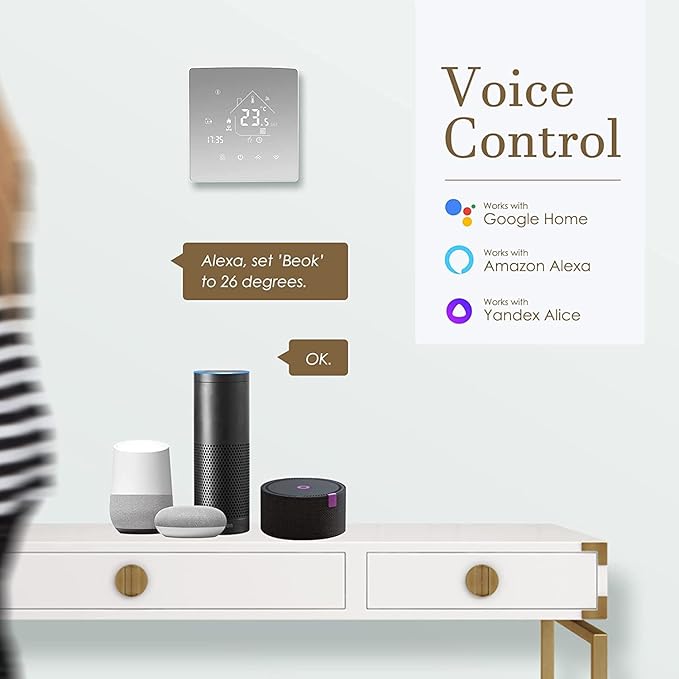 Smart Wi-Fi Termostat för Vattenburen Värme (WP-modell) Kompatibel Alexa, Google 3A TGR85WIFI-WP