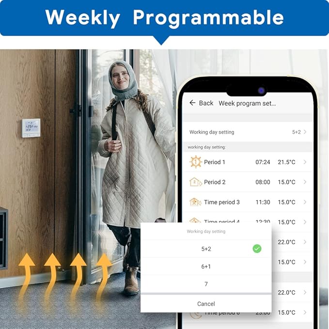TDS75-WP Smart Termostat – Elegant kontroll för vattenburen värme