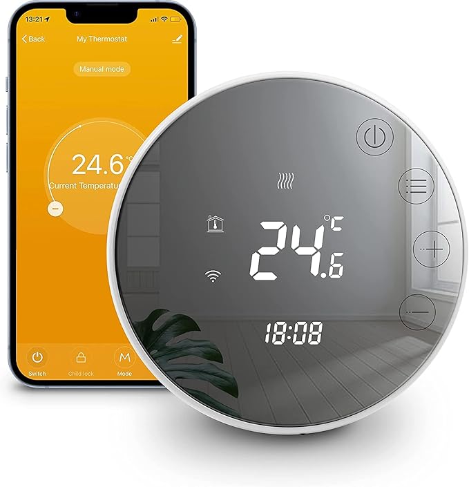 Intelligent WiFi-termostat – Smart styrning för panna & värmesystem Kompatibel med Alexa, 3A, TGR86WIFI