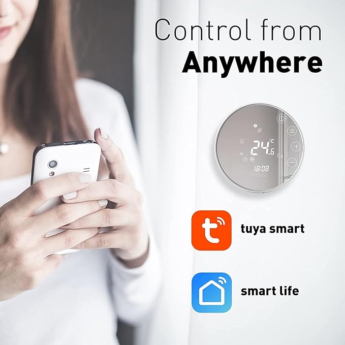 Intelligent WiFi-termostat – Smart styrning för panna & värmesystem Kompatibel med Alexa, 3A, TGR86WIFI