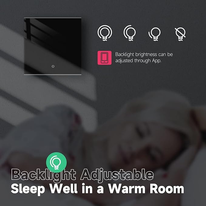 TGW60B Smart Wi-Fi Termostat – Tydlig display och full kontroll Kompatibel med Alexa, Google Home 3A TGW60B-WIFI-WPB Black